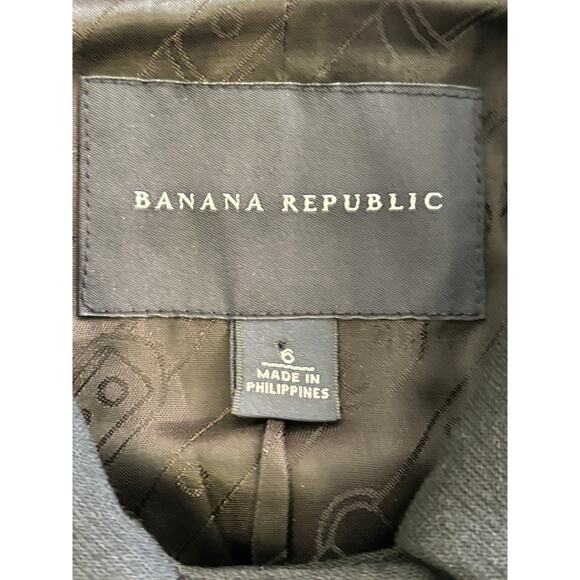 Banana Republic Womens SZ 6 Black Button Front Dual Pocket Cropped Office Blazer - Picture 6 of 11